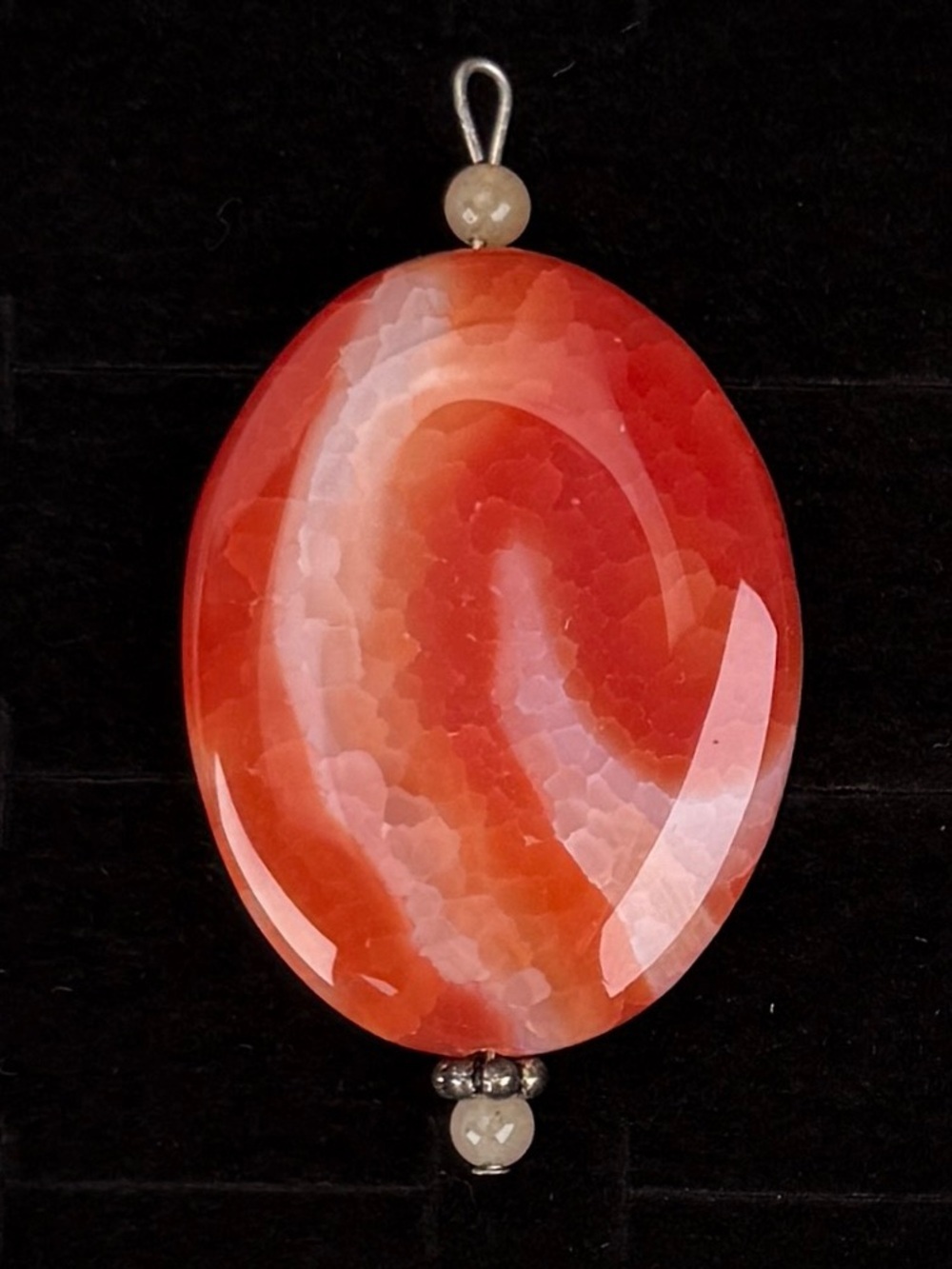 Large Orange Faceted Stone Pendant Statement Necklace Charm Vintage
